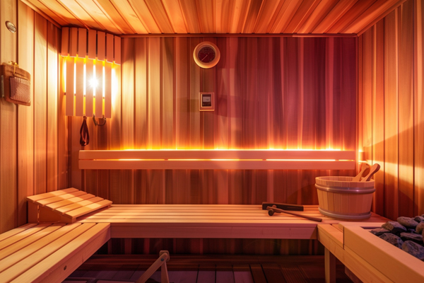 Home sauna room, showcasing DIY construction steps and materials