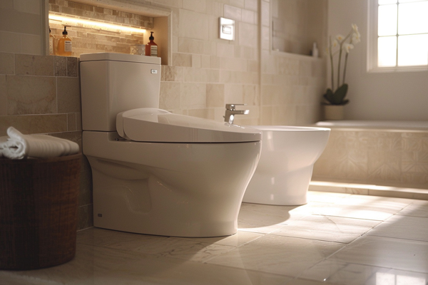 Elongated toilet, modern design for enhanced comfort and style