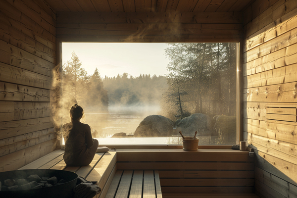 Benefici della sauna per la salute, una sauna con un'atmosfera rilassante