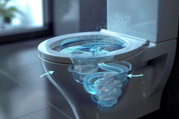 How a siphonic toilet works, flushing process step-by-step