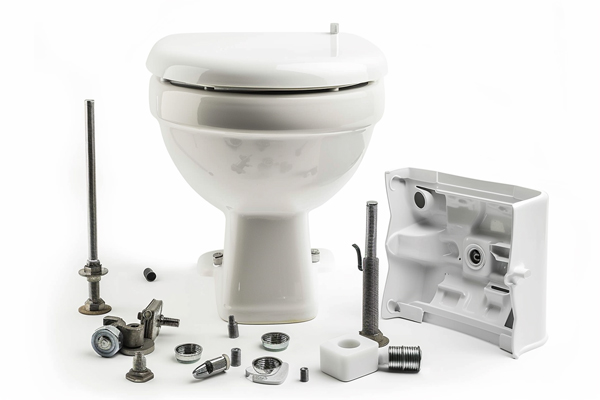 Main toilet parts breakdown, visual diagram of toilet components