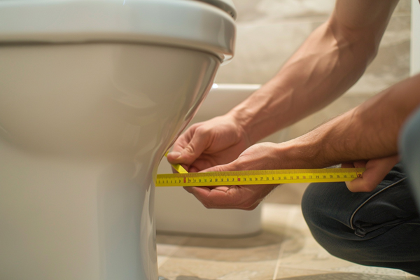 Measuring toilet rough-in, showing how to take accurate measurements