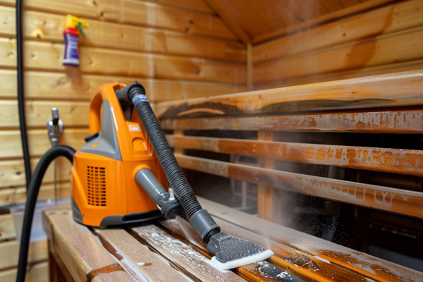 Deep cleaning a sauna, step-by-step sanitization process