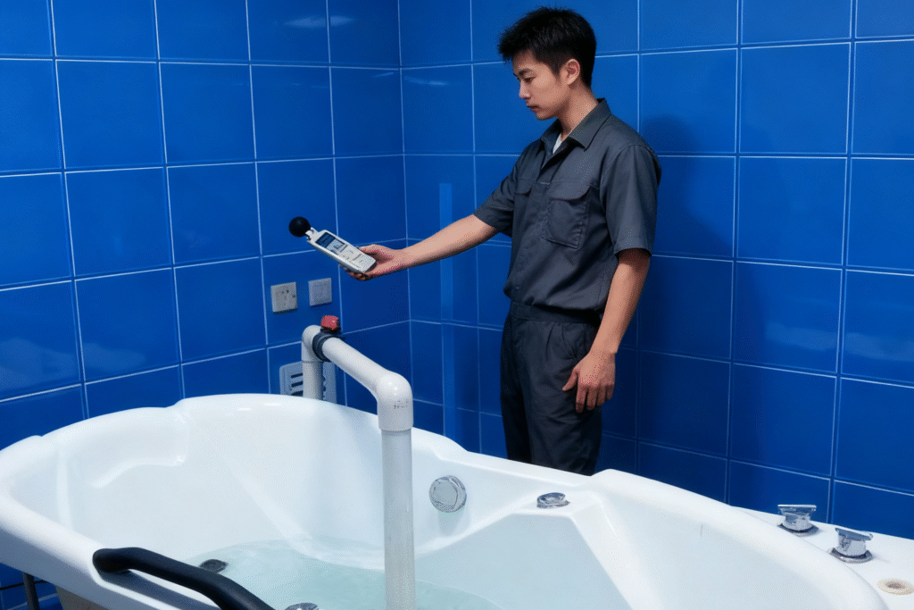 holie shower room noise test for tubs new ego factory