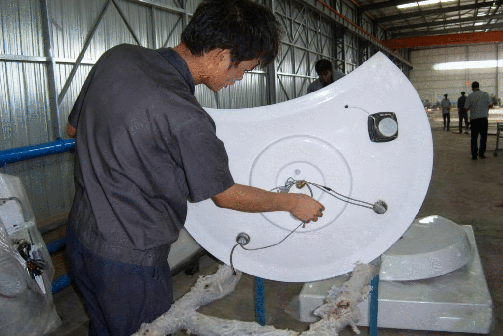polishing inspection and electric connection for steam house