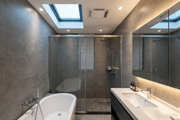 lighting and ventilation ideas for bathtub and walk-in shower design