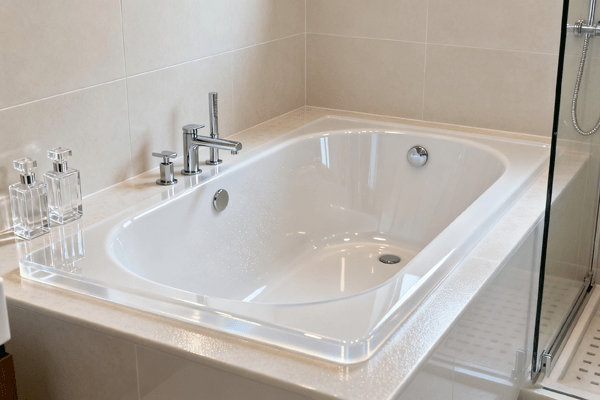 bathtub and shower material options including marble acrylic and tile
