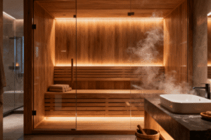 Luxury modern home sauna interior design in 2025 home spa setup