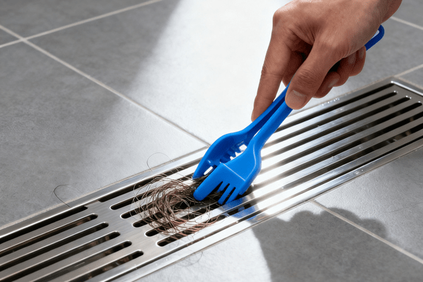 unblocking linear shower drain safely