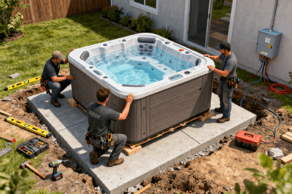 6-person hot tub installation site preparation