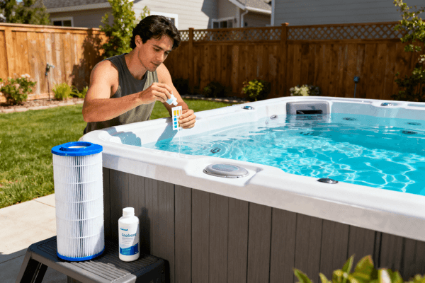 6-person hot tub water care maintenance