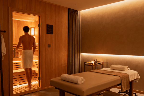 best timing for sauna and massage, wellness setting and calm environment