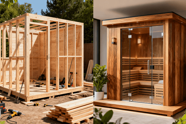 Build or Buy comparison between building or buying outdoor sauna, cost and time factors