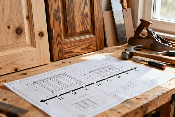 custom cabinetry design installation timeline, showing project schedule