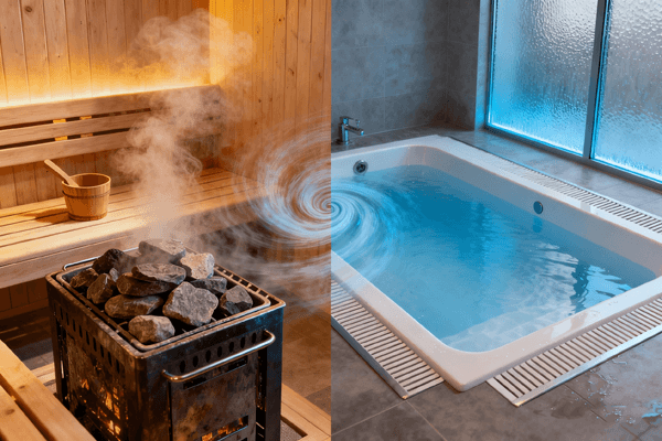 Visual comparison of heat and cold recovery contrast therapy