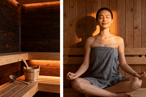 Comparison chart showing health benefits versus risks of infrared saunas