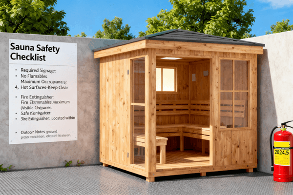 Sauna Safety safety tips for outdoor sauna use, thermometer, ventilation, safety signage