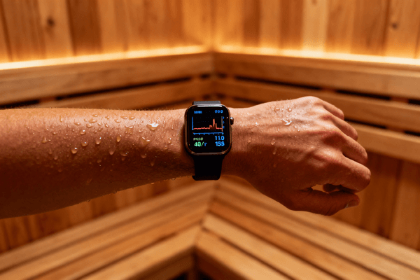 Chart showing effects of sauna heat on heart rate and pressure