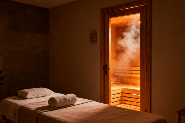 relaxation and pain relief from sauna and massage combination