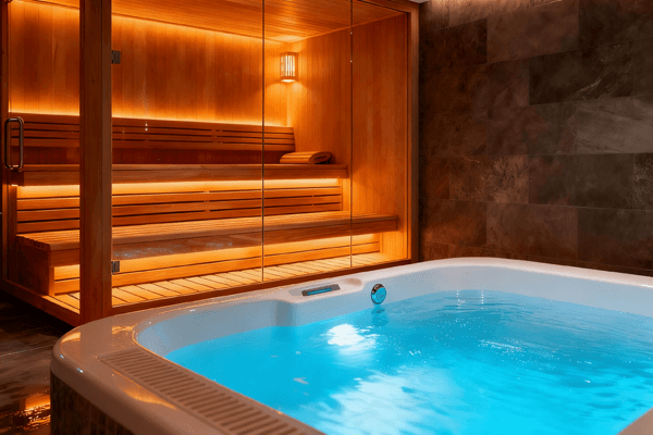 Guide showing sauna and cold plunge setup for health recovery