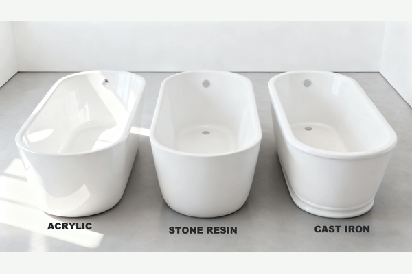 Bathtub material comparison acrylic solid surface cast iron chart
