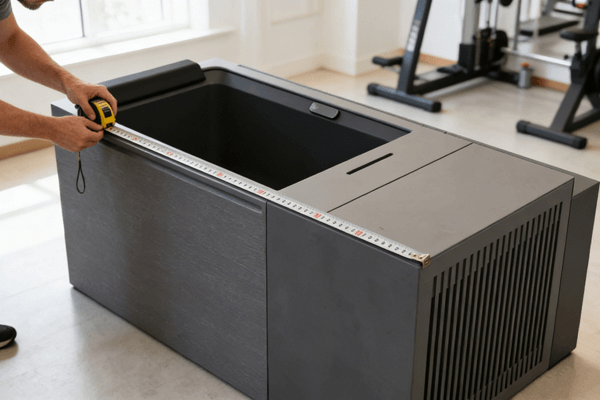 size material guide showing ice bath size and material options