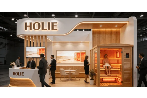 HOLIE Sauna showroom highlighting premium infrared sauna quality