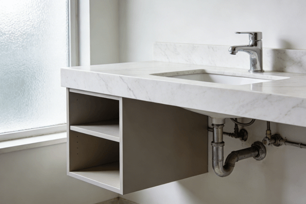 Vanity disadvantages floating vanity storage limitations and wall support concerns illustrated