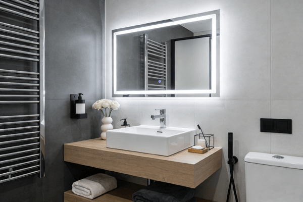 Modern vanity trend floating vanity in modern bathroom interior design trend