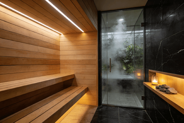 Sauna vs steam Infrared sauna versus steam room in hotel spa