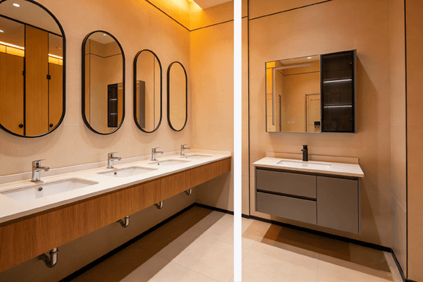 Residential vs commercial Residential versus commercial vanity size comparison