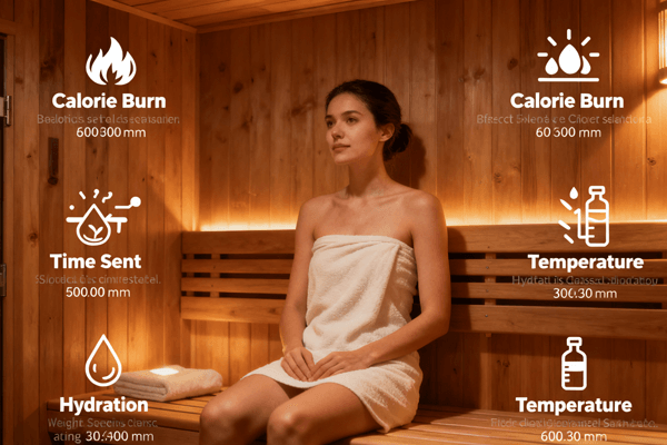 Sauna Calorie Factors diagram of factors affecting sauna calorie burn like duration and temperature