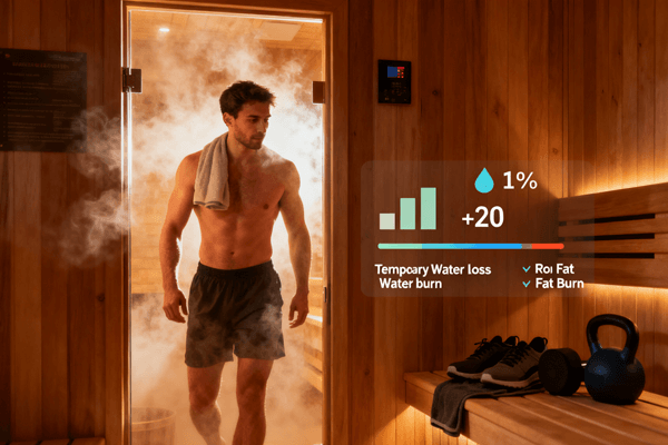 Sauna Fitness Weight Loss woman relaxing after sauna showing fitness and weight loss benefits