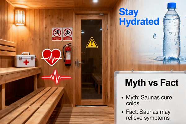 Sauna Safety Myths image debunking sauna health & safety myths, towel and steam room