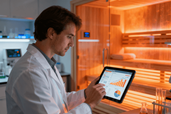 Sauna Scientific Effects scientific style image representing sauna effects on body and health