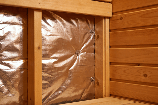 Vapor seal Proper vapor barrier installation to protect sauna walls from moisture
