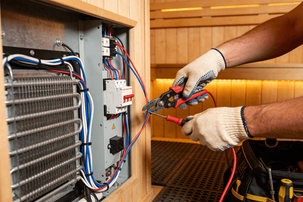 Wiring Professional electrician wiring and ensuring safe sauna power setup
