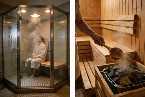 steam vs sauna steam room versus sauna comparison in spa setting