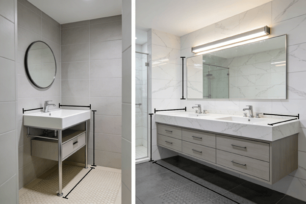 Bathroom size fit Vanity dimensions matched to bathroom size