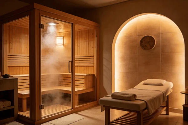 Sauna and massage spa promoting detoxification and circulation