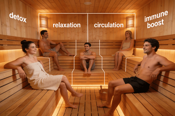 Sauna Goals sauna temperature for specific health goals graphic
