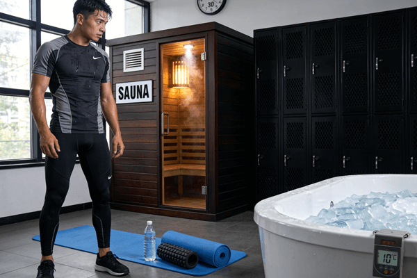 sauna vs ice bath comparison of sauna vs stretching and ice bath after gym